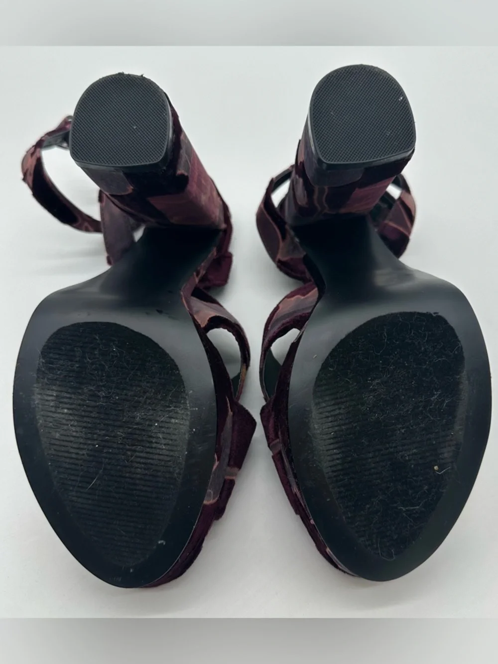 Steve Madden Jodi Burgundy Floral Velvet Burnout Platform Sandals